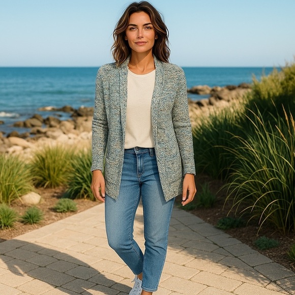 EUC Women’s WindiRiver Cardigan Sweater Green mixture of Colors Size Sma… - Picture 1 of 4